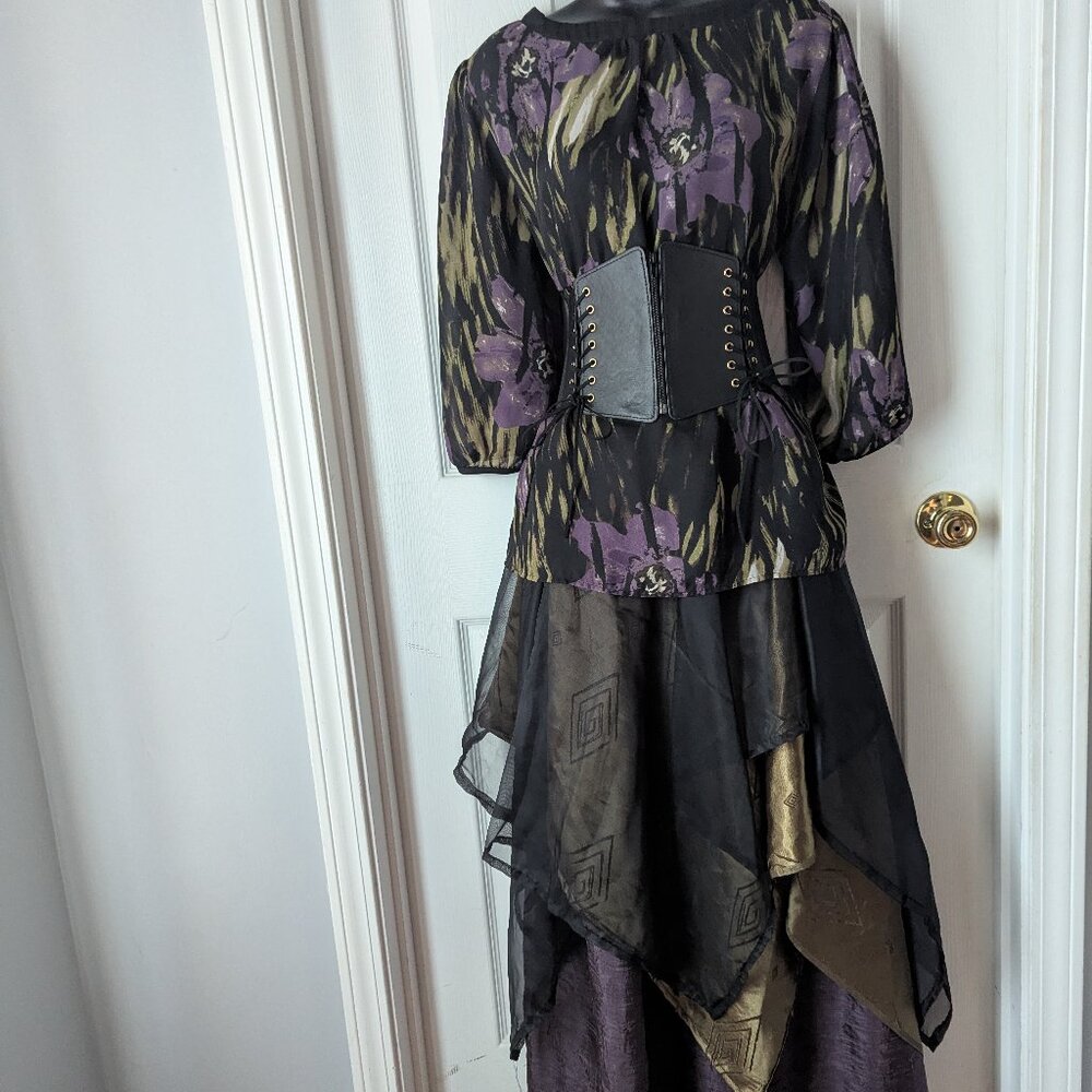 Handmade green purple & black Renaissance dress Belt Not Included - Picture 1 of 11